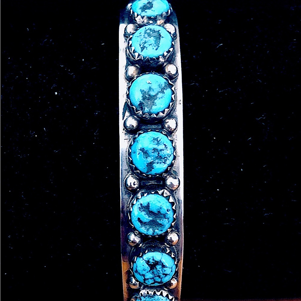 $196 Signed Navajo Turquoise & Sterling Cuff Marked As STERLING - Picture 6 of 11